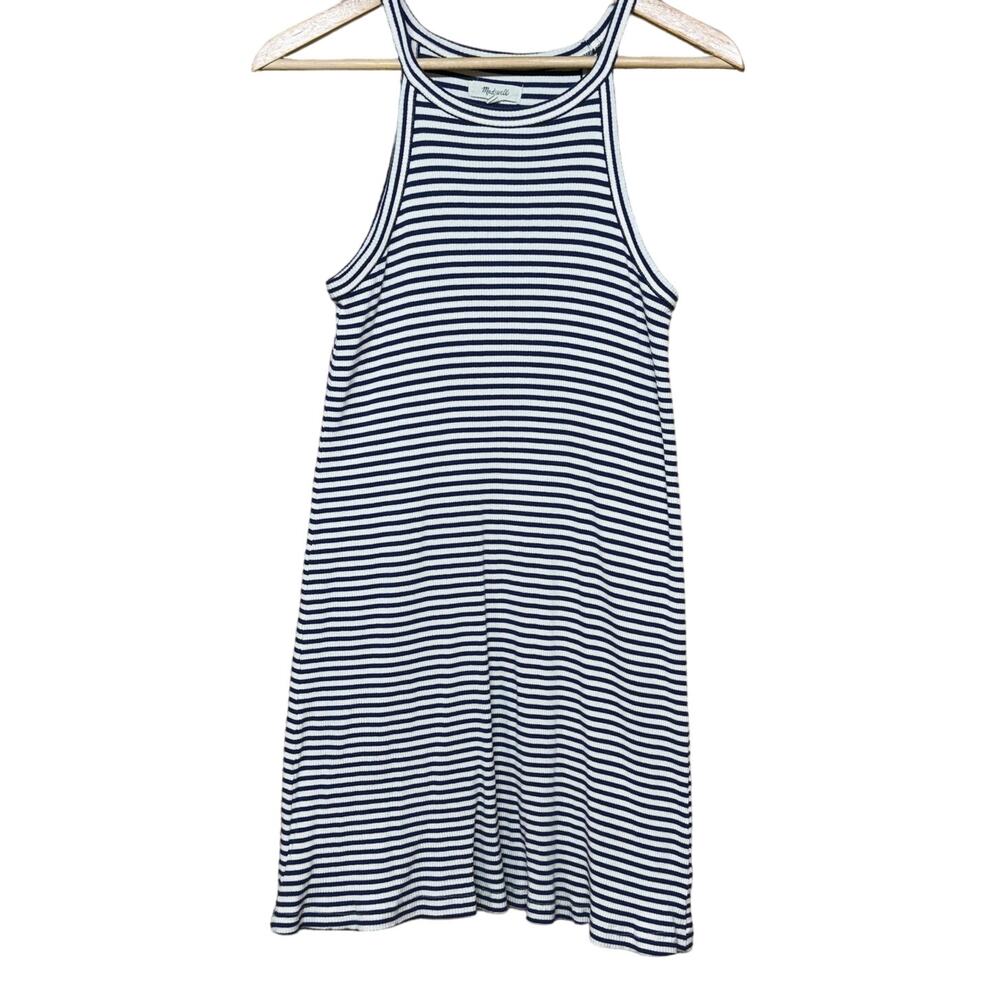 Madewell District Navy Blue White Stripe Summer Dress XS